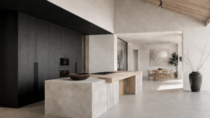 Inspiration cuisine contemporaine en pierre et tons naturels