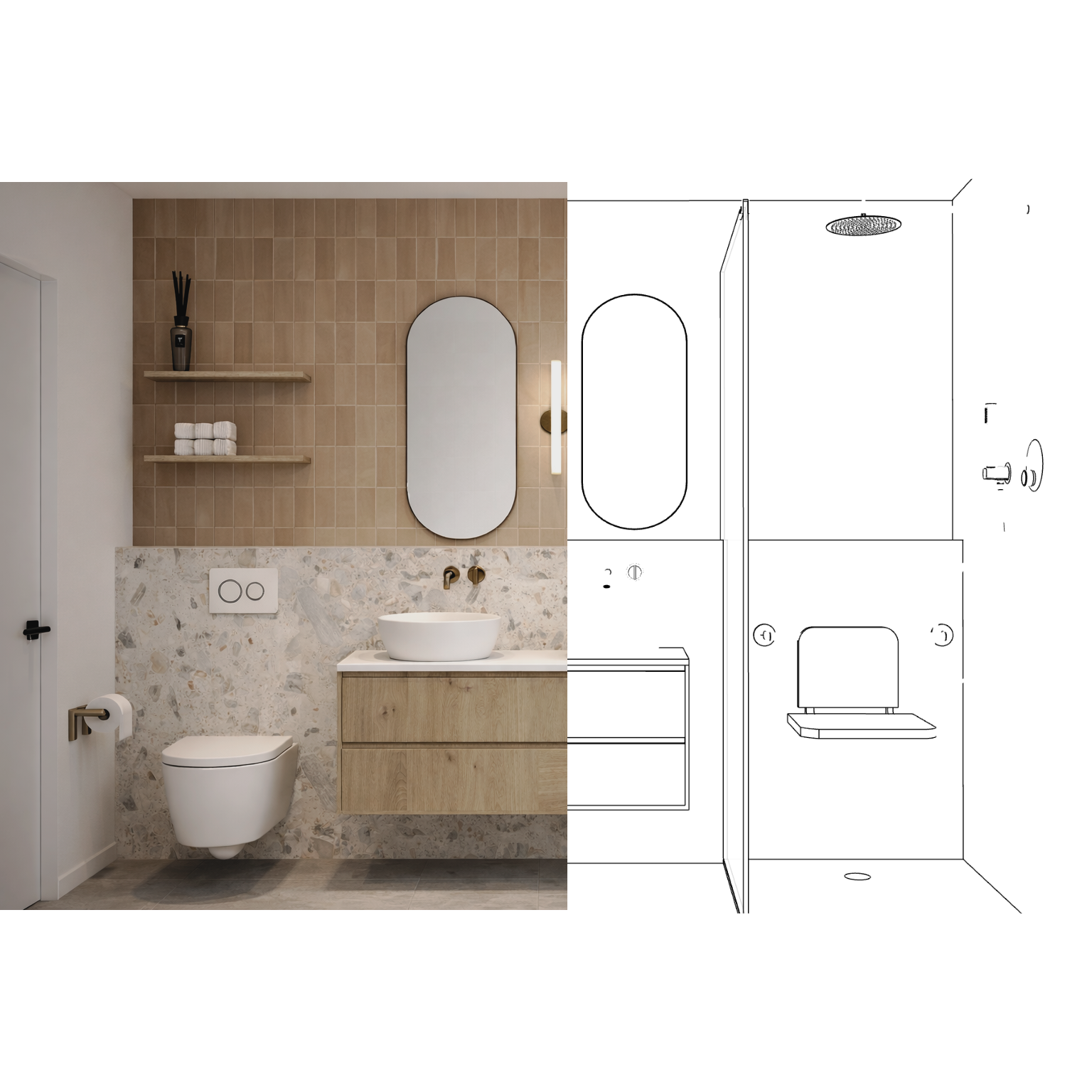 Conception 3D d'une salle de bain sur mesure